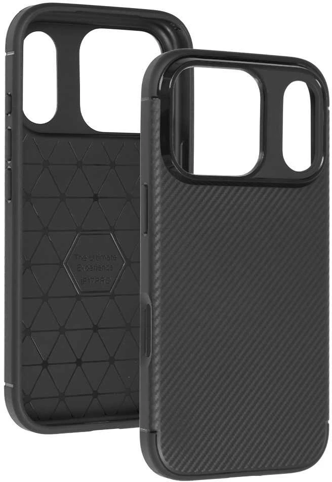 Dėklas Tel Protect Carbon Elite skirtas iPhone 17 Pro juodos spalvos
