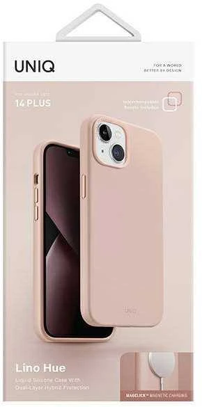 UNIQ Lino Hue Dėklas Apple iPhone 14 Plus / 15 Plus 6,7″ Magclick Charging blush rožinės spalvos