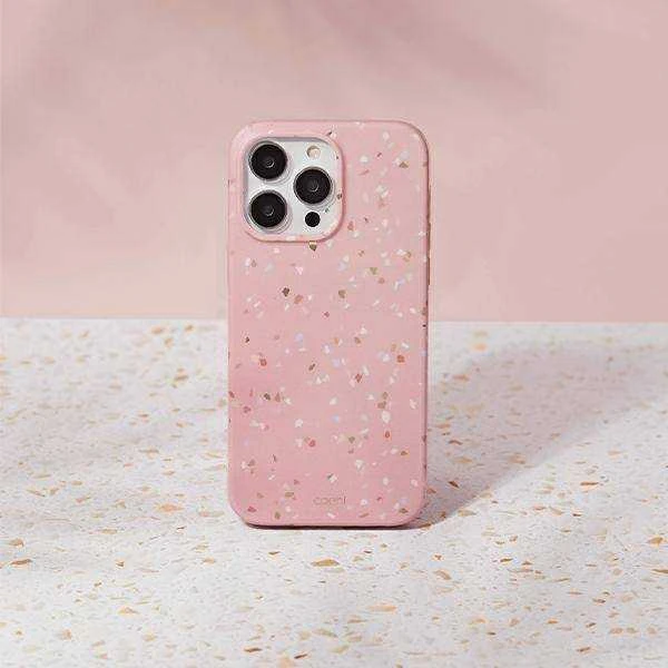 UNIQ Coehl Terrazzo Dėklas Apple iPhone 14 Pro Max 6,7″ coral rožinės spalvos