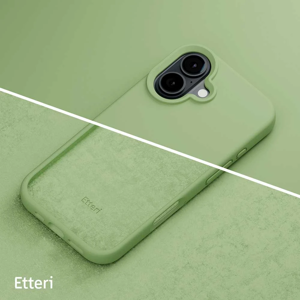 Dėklas Telforceone Etteri Silicone Apple iPhone 16 6,1" šviesiai žalios spalvos