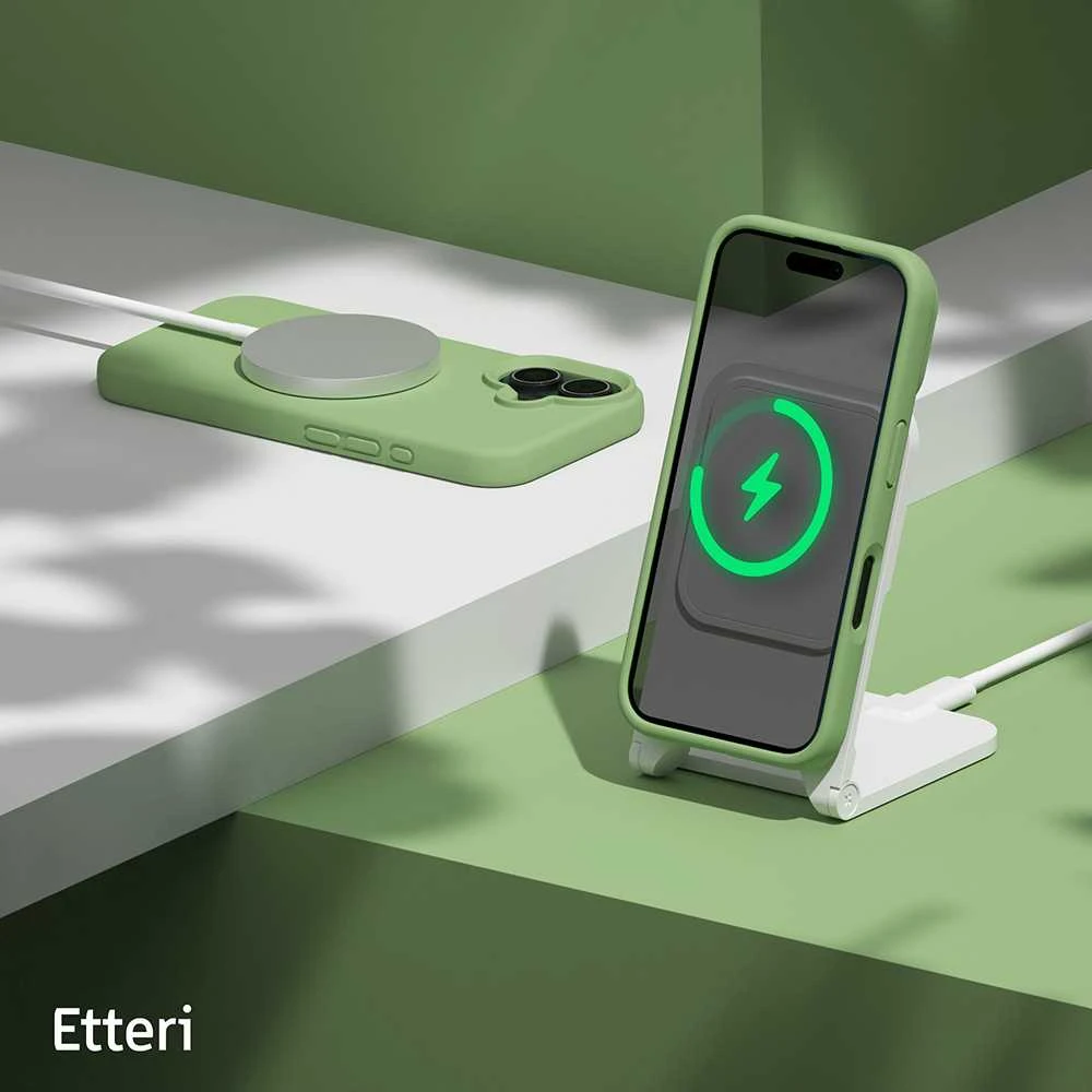 Dėklas Telforceone Etteri Silicone Apple iPhone 16 6,1" šviesiai žalios spalvos