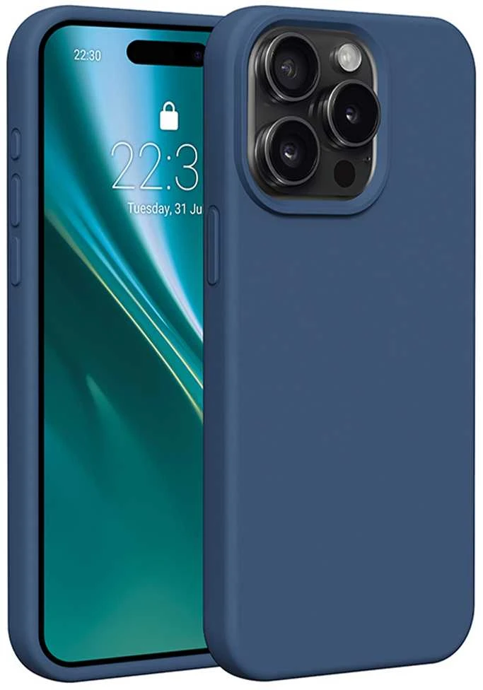 Dėklas Telforceone Etteri Silicone Apple iPhone 15 Pro Max 6,7" mėlynos spalvos