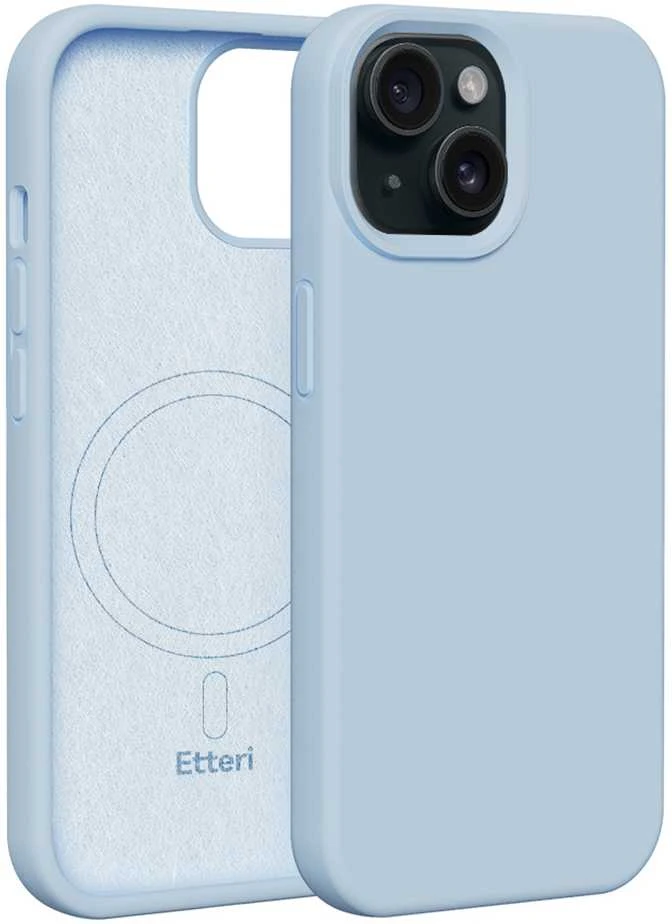 Dėklas Telforceone Etteri Silicone Mag Apple iPhone 15 6,1" žydros spalvos
