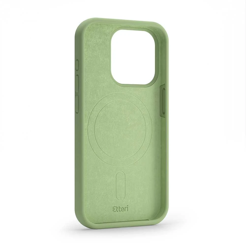 Dėklas Telforceone Etteri Silicone Mag Apple iPhone 15 Pro Max 6,7" šviesiai žalios spalvos