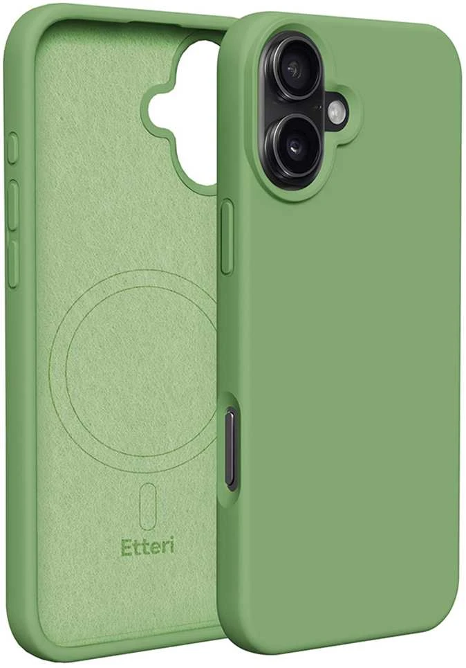 Dėklas Telforceone Etteri Silicone Mag Apple iPhone 16 6,1" šviesiai žalios spalvos