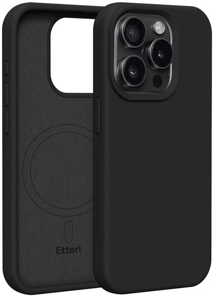 Dėklas Telforceone Etteri Silicone Mag Apple iPhone 15 Pro 6,1" juodos spalvos