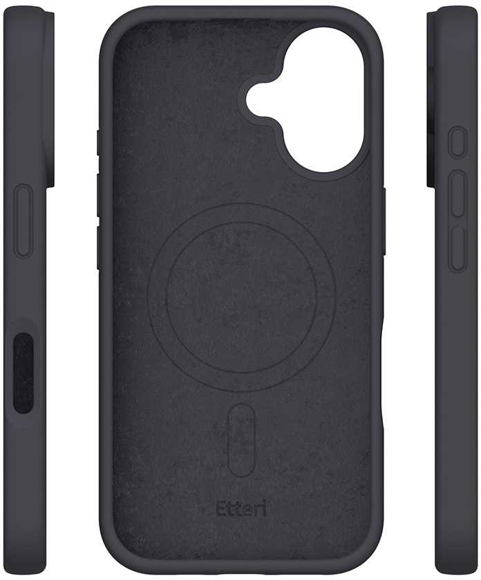 Dėklas Telforceone Etteri Silicone Mag Apple iPhone 16 6,1" juodos spalvos