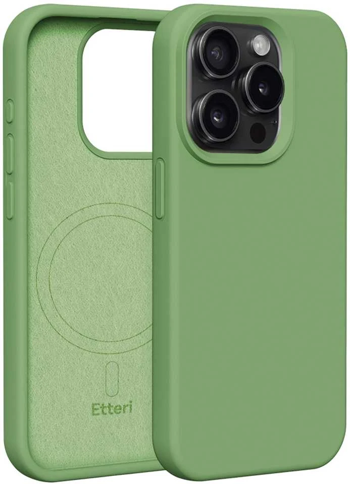Dėklas Telforceone Etteri Silicone Mag Apple iPhone 15 Pro 6,1" šviesiai žalios spalvos