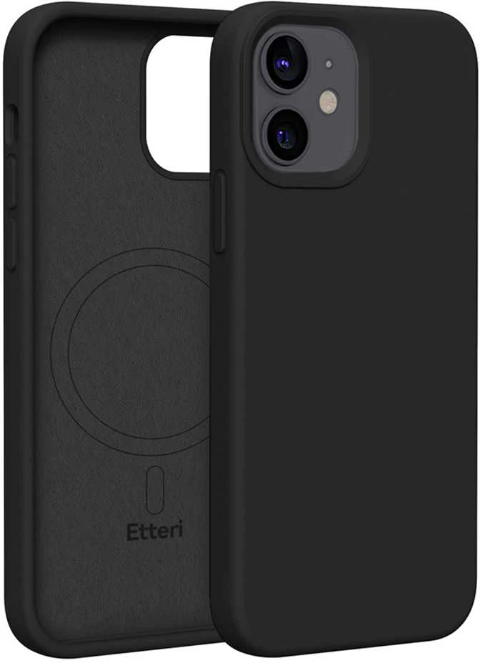 Dėklas Telforceone Etteri Silicone Mag Apple iPhone 12 / 12 Pro 6,1" juodos spalvos