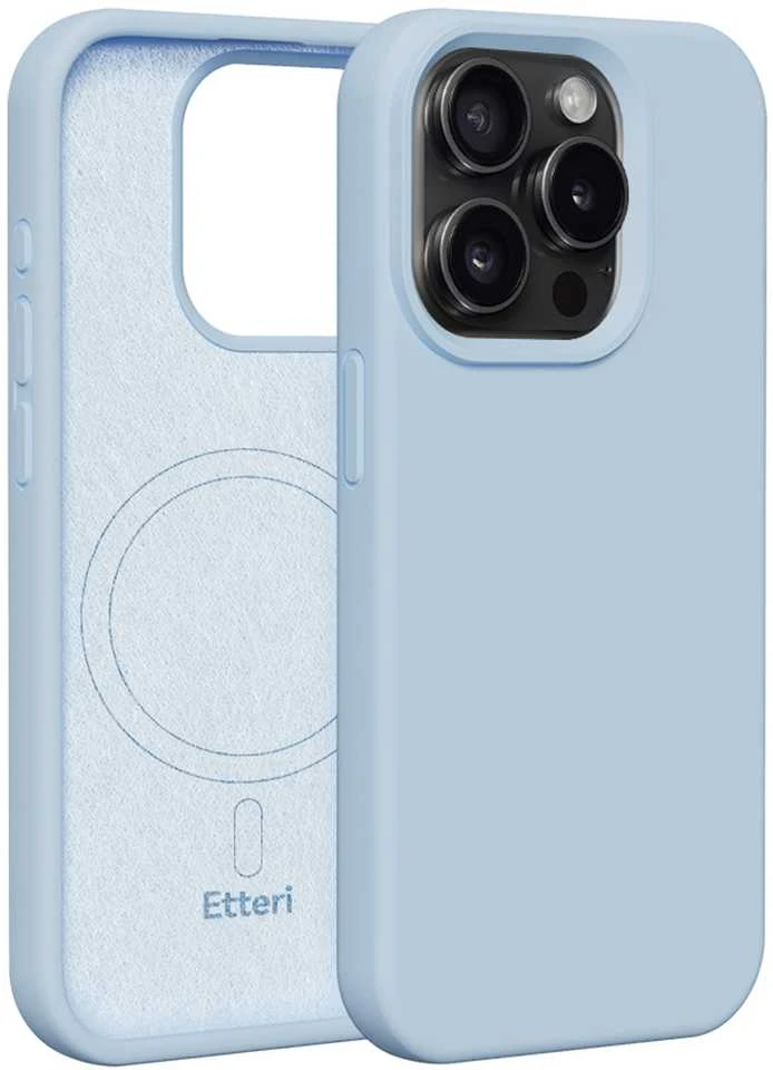 Dėklas Telforceone Etteri Silicone Mag Apple iPhone 15 Pro 6,1" žydros spalvos