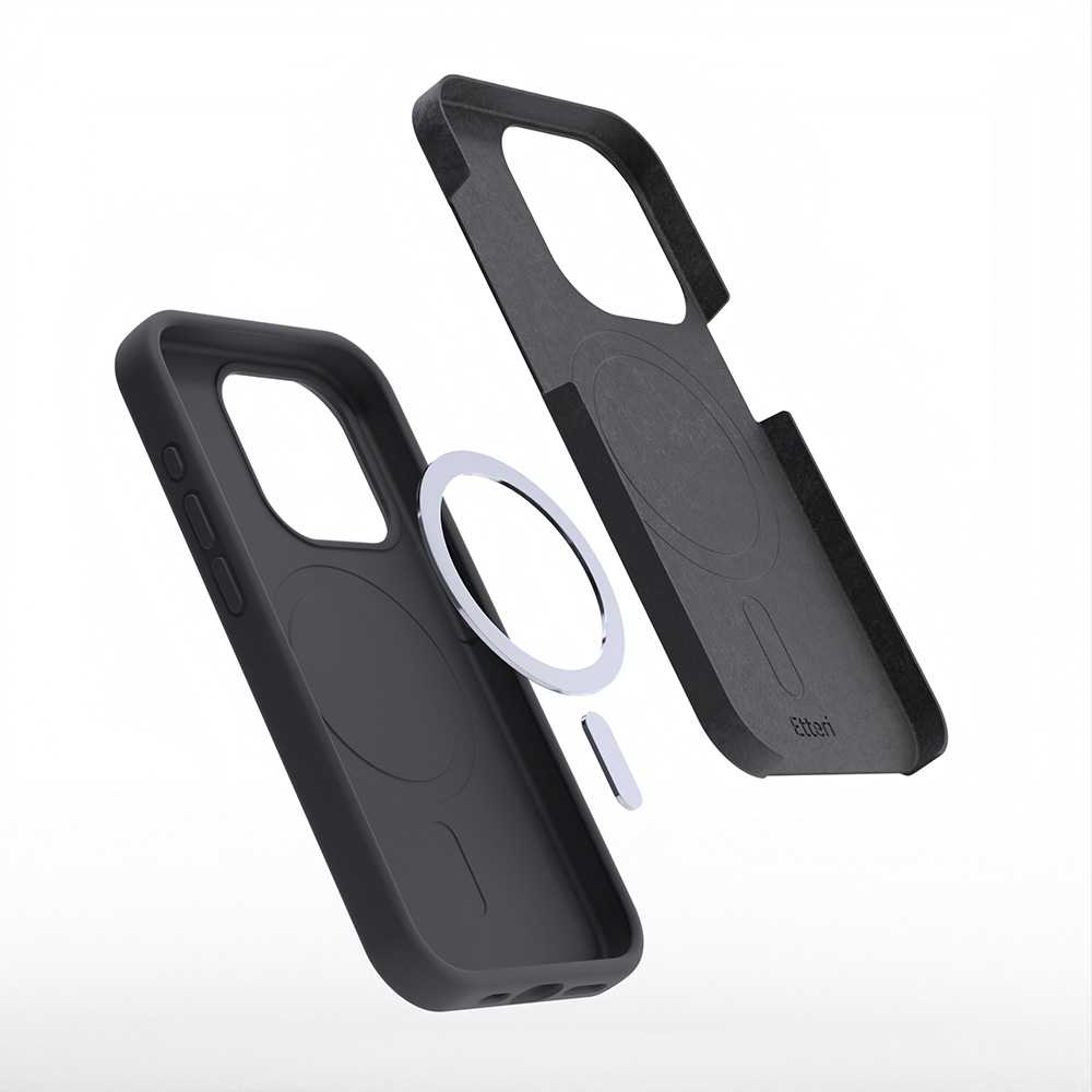 Dėklas Telforceone Etteri Silicone Mag Apple iPhone 15 Pro 6,1" juodos spalvos