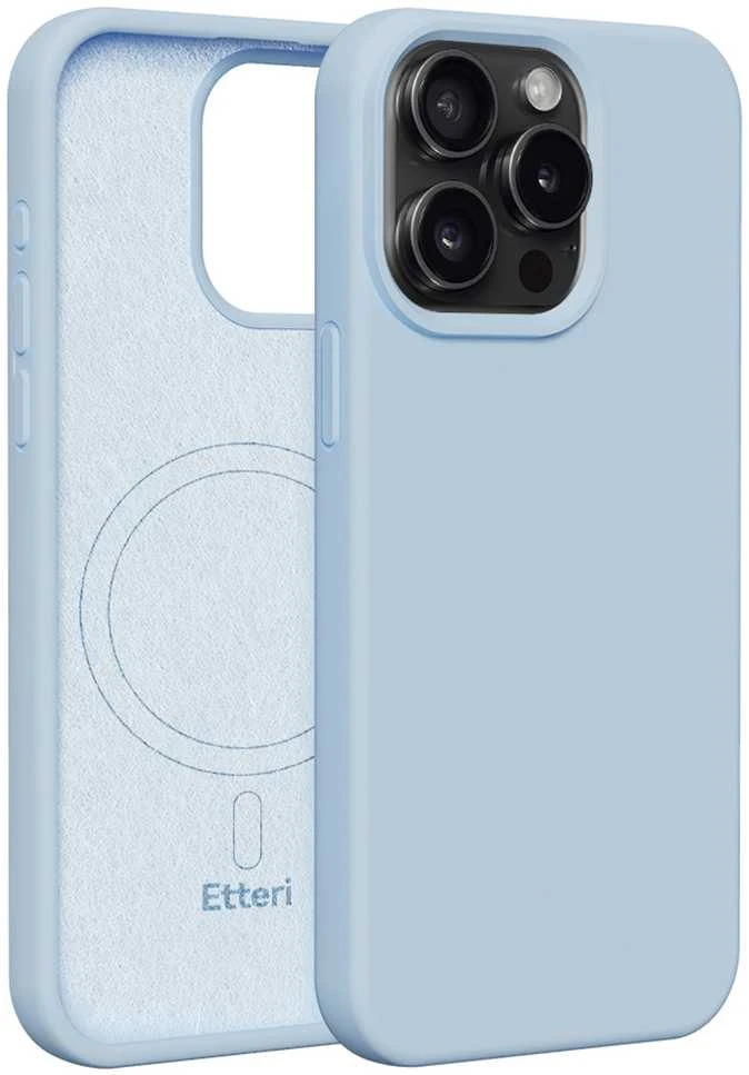 Dėklas Telforceone Etteri Silicone Mag Apple iPhone 15 Pro Max 6,7" žydros spalvos