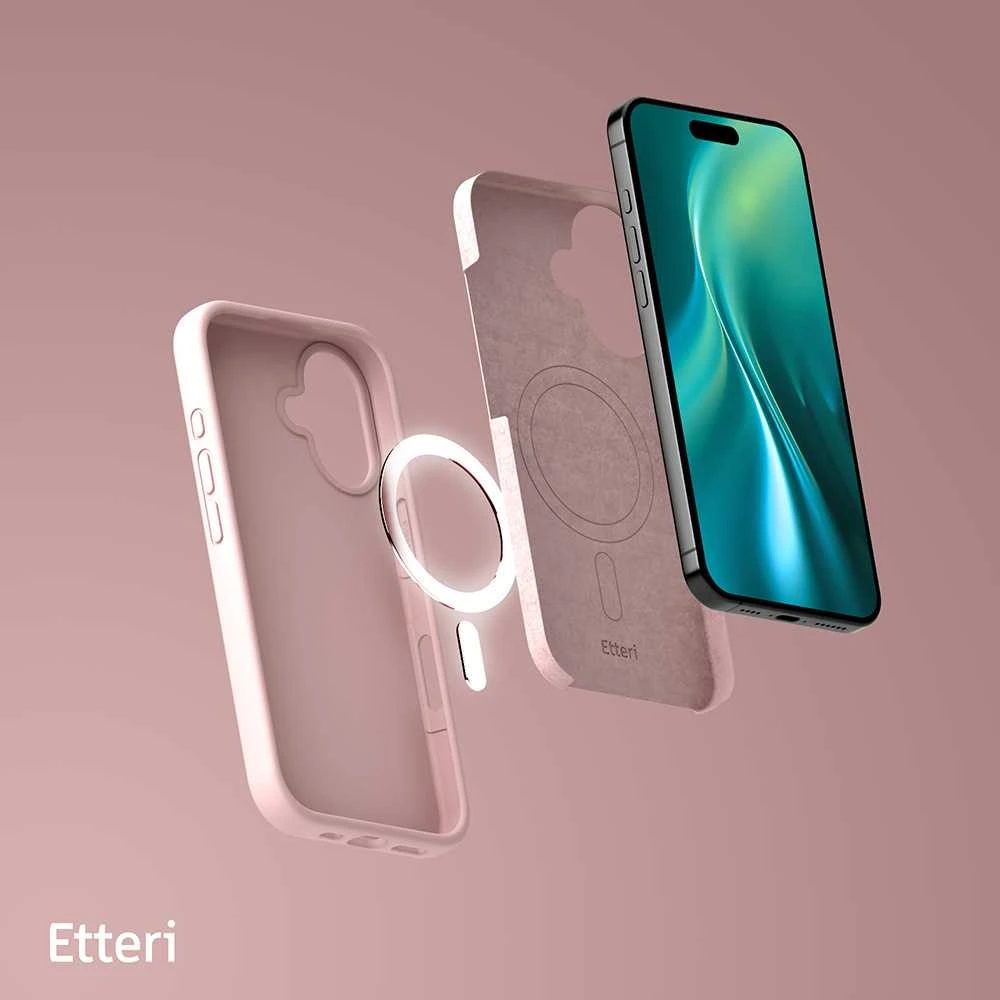 Dėklas Telforceone Etteri Silicone Mag Apple iPhone 16 6,1" rožinės spalvos