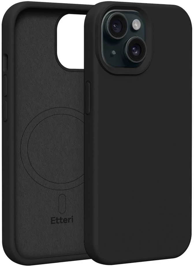 Dėklas Telforceone Etteri Silicone Mag Apple iPhone 15 6,1" juodos spalvos