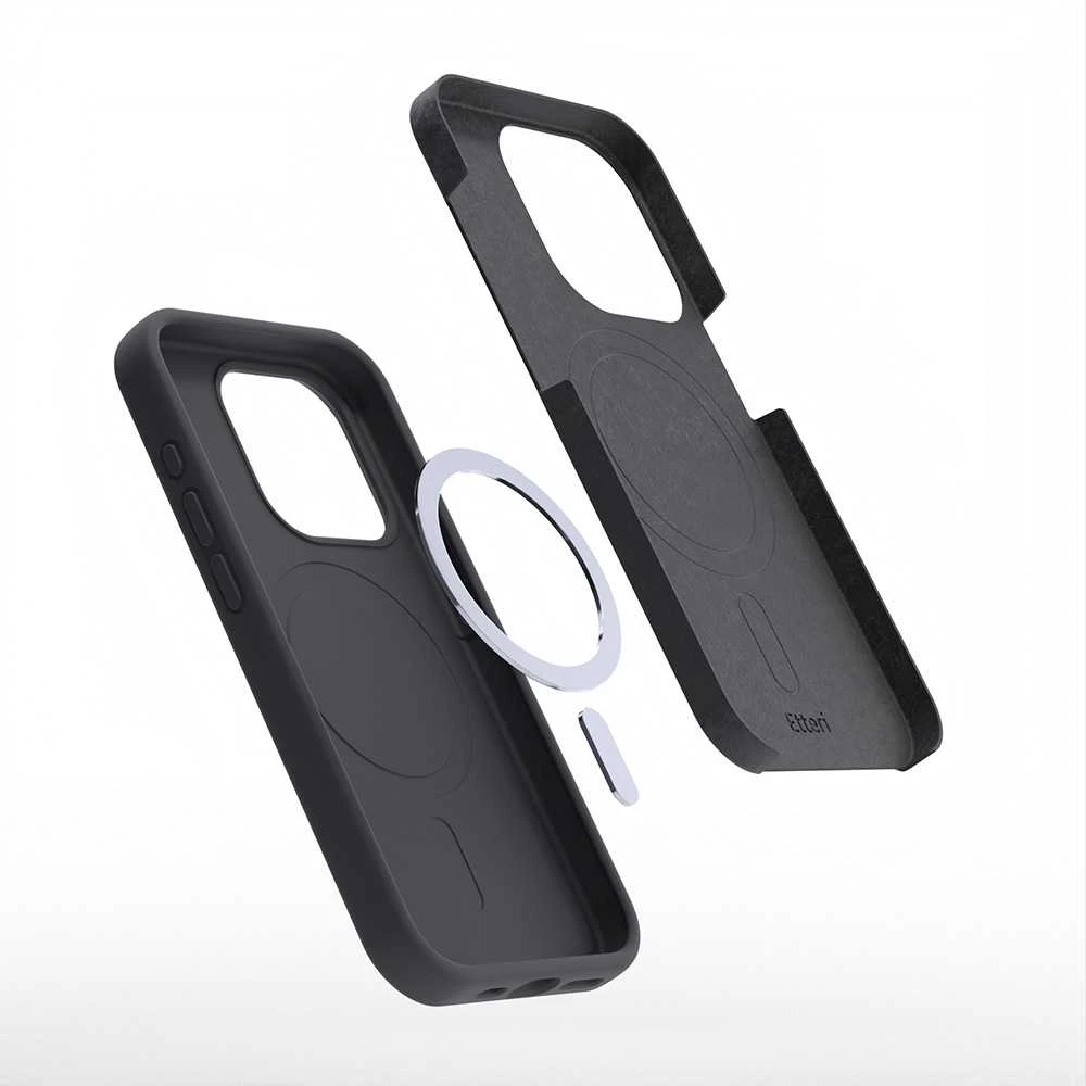 Dėklas Telforceone Etteri Silicone Mag Apple iPhone 12 / 12 Pro 6,1" juodos spalvos