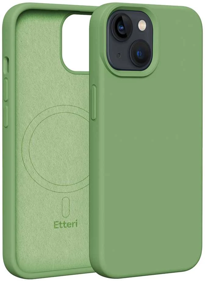 Dėklas Telforceone Etteri Silicone Mag Apple iPhone 13 6,1" šviesiai žalios spalvos