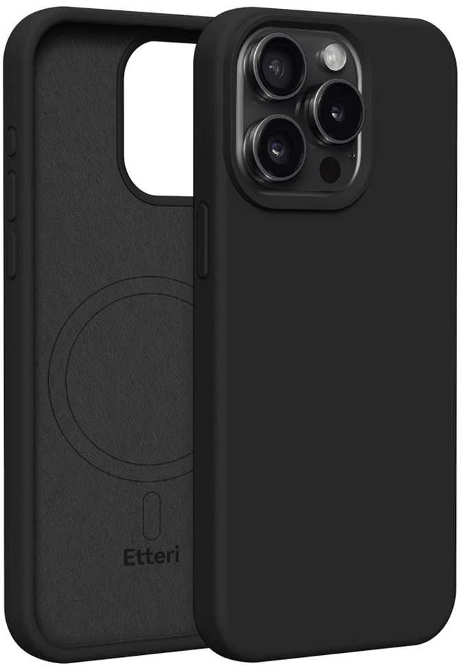 Dėklas Telforceone Etteri Silicone Mag Apple iPhone 15 Pro Max 6,7" juodos spalvos