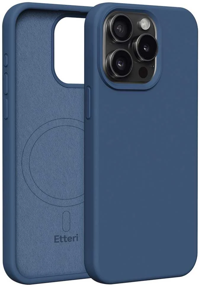 Dėklas Telforceone Etteri Silicone Mag Apple iPhone 15 Pro Max 6,7" mėlynos spalvos