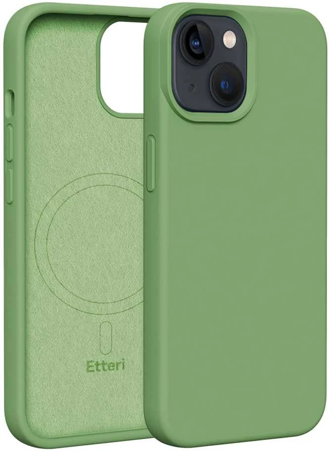 Dėklas Telforceone Etteri Silicone Mag Apple iPhone 14 6,1" šviesiai žalios spalvos