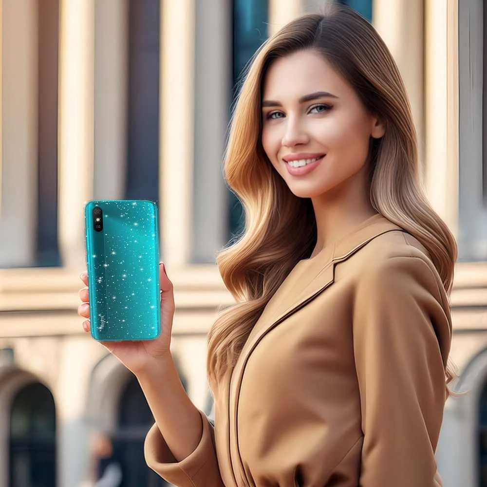 Dėklas Fusion Accessories Topt Crystal Glitter Case do Xiaomi Redmi 9A sidabro spalvos