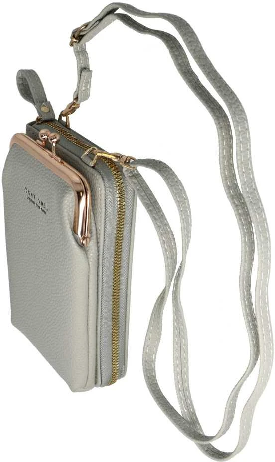 Dėklas Fusion Accessories Topt Knitted bag skirtas telefonui design 2 pilkos spalvos