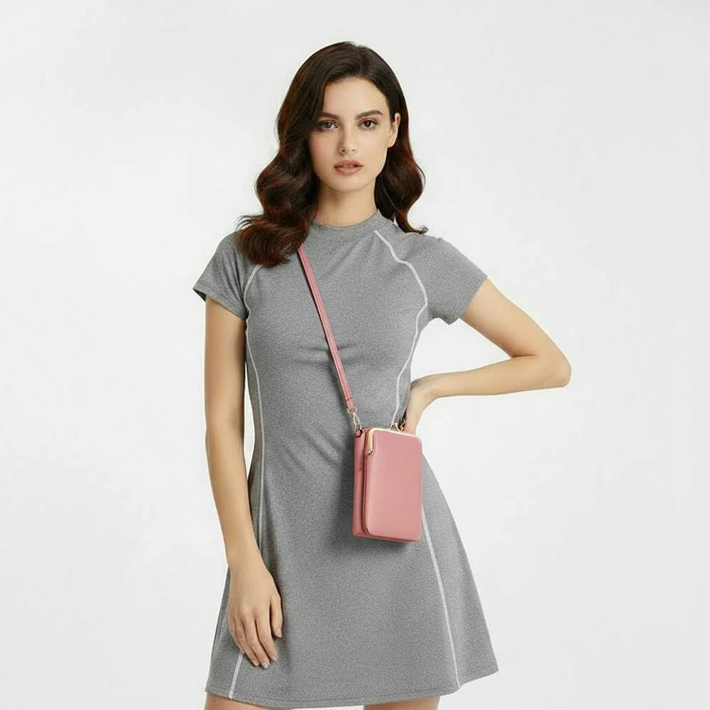 Dėklas Fusion Accessories Topt Knitted bag skirtas telefonui design 2 rožinės spalvos