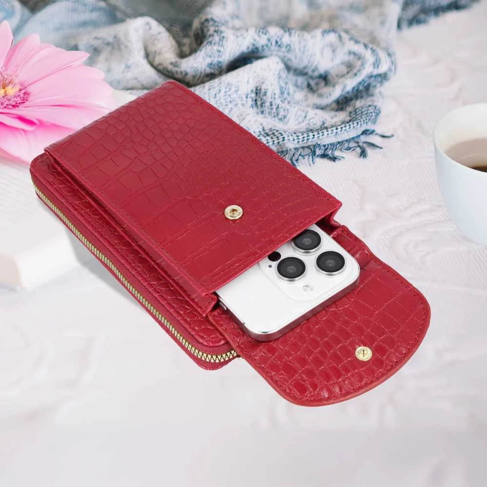 Dėklas Fusion Accessories Topt Knitted krepšys telefonui GCW12 raudonos spalvos