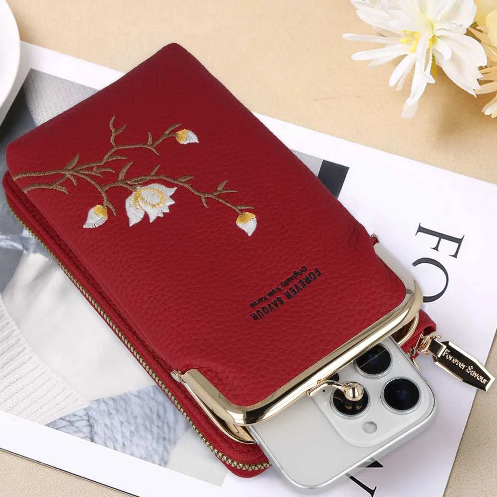 Dėklas Fusion Accessories Topt Knitted krepšys telefonui GCW17 raudonos spalvos