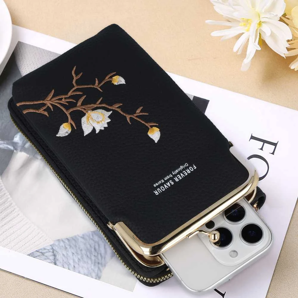 Dėklas Fusion Accessories Topt Knitted krepšys telefonui GCW17 juodos spalvos