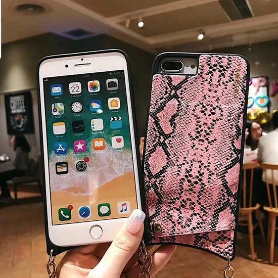 Dėklas Toptel Topt Krepšys telefonui – SNAKE Leather – Apple iPhone XS Max rožinės spalvos