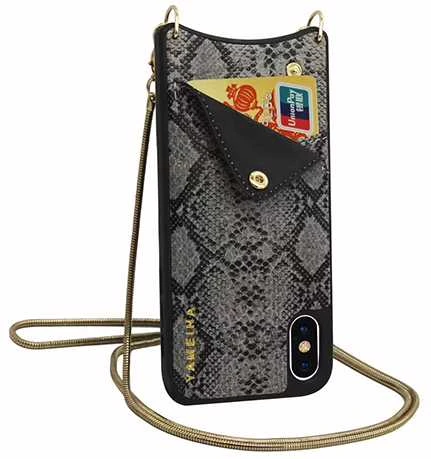 Dėklas Toptel Topt Krepšys telefonui – SNAKE Leather – Apple iPhone XS Max pilkos spalvos