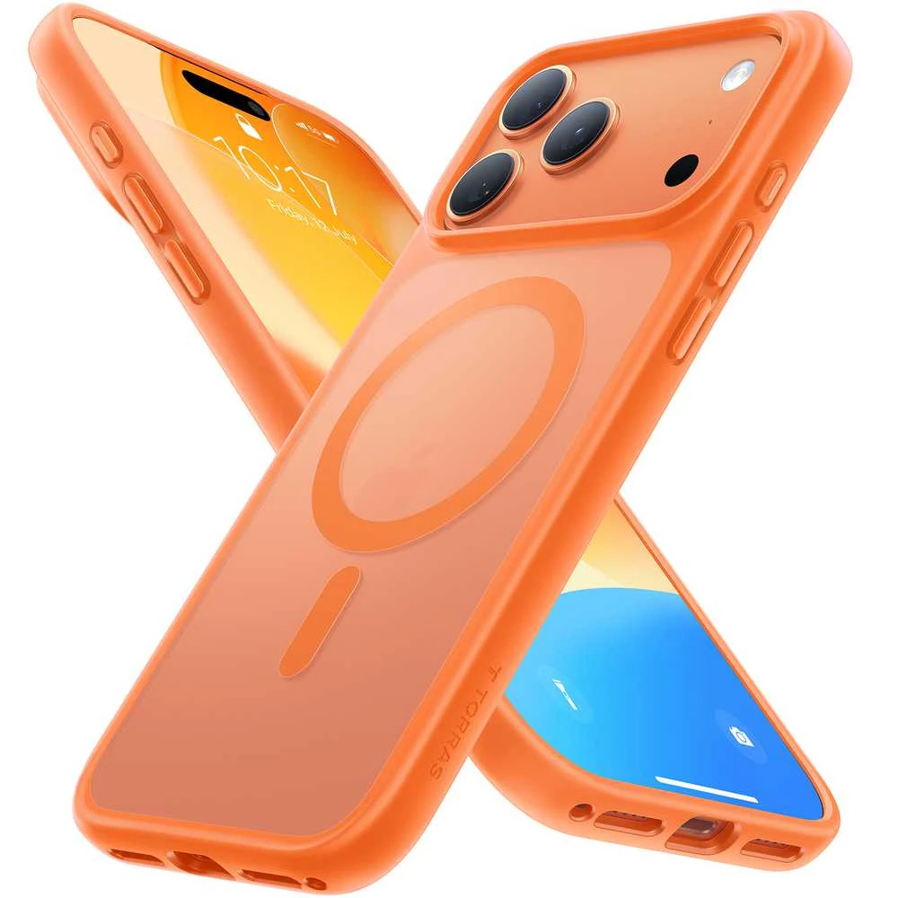 Dėklas Torras Guardian Magnetic — energinga oranžinė — iPhone 17 Pro