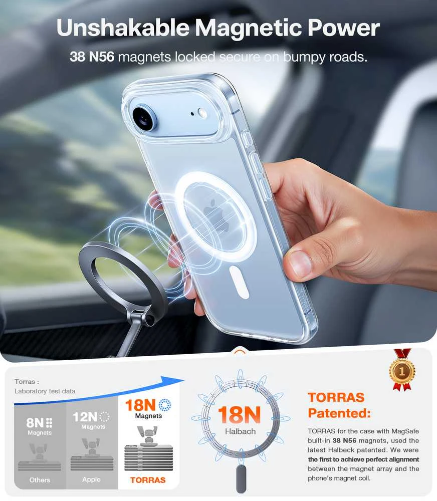 Dėklas Torras Guardian Magnetic, skaidrus – iPhone 17 Air