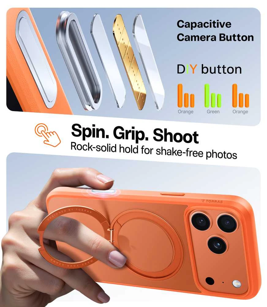 Dėklas Torras Ostand Pro, energinga oranžinė – iPhone 17 Pro