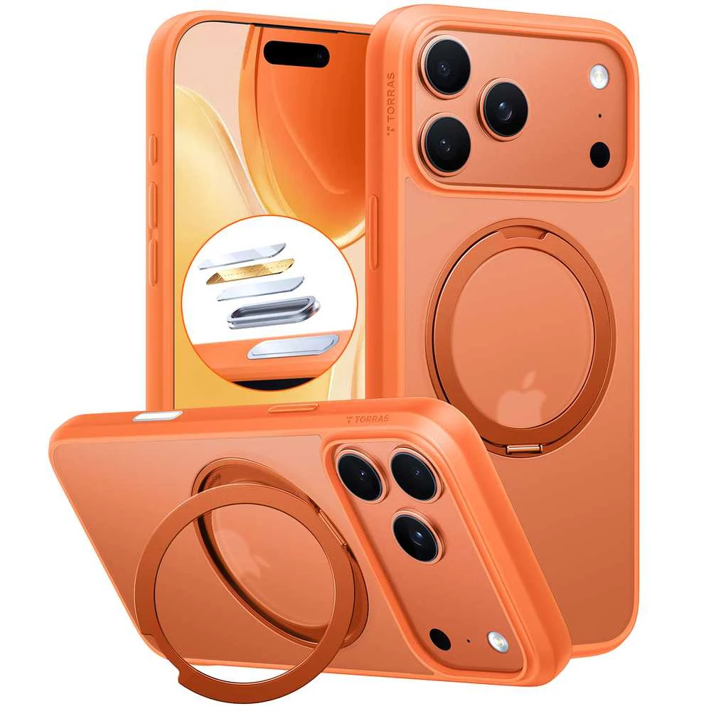 Dėklas Torras Ostand Pro, energinga oranžinė – iPhone 17 Pro