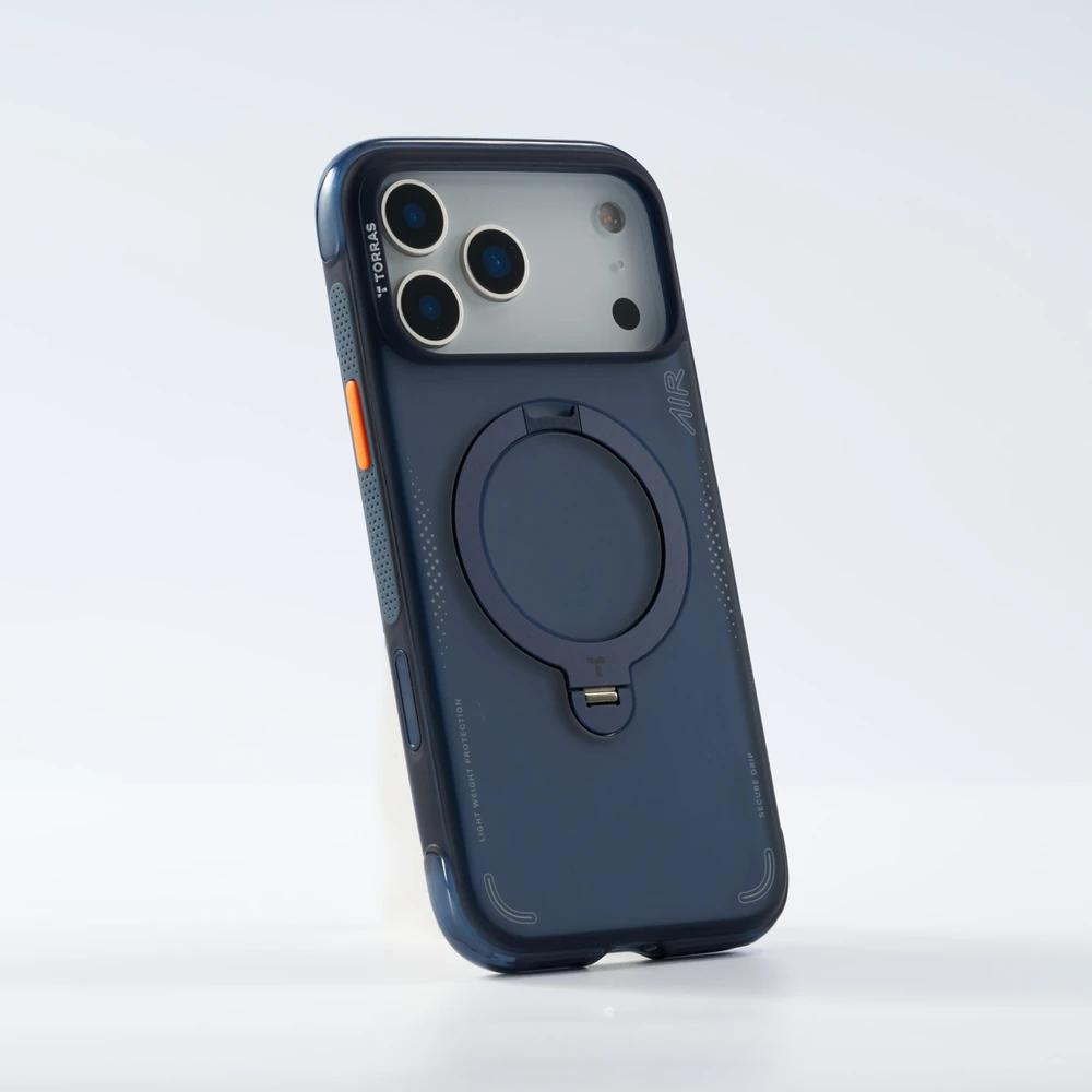 Dėklas Mėlyna TORRAS Ostand Spin Air - etui do iPhone 17 Pro kompatybilne su MagSafe (midnight mėlynas)