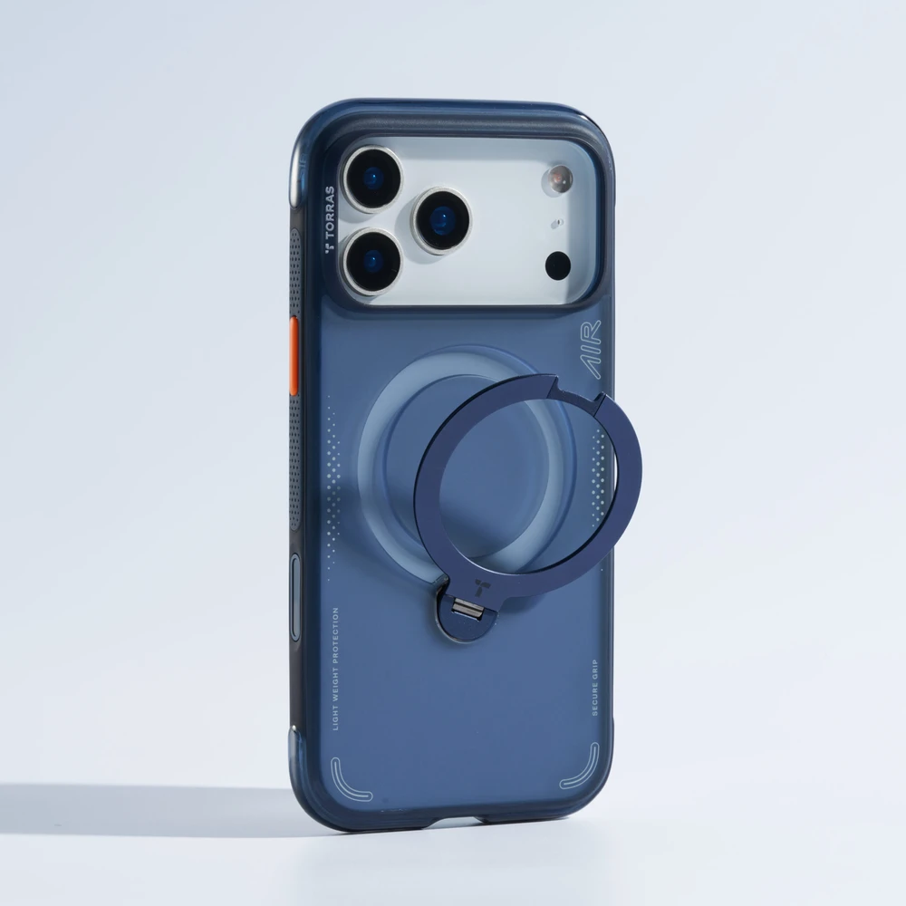Dėklas Mėlyna TORRAS Ostand Spin Air - etui do iPhone 17 Pro kompatybilne su MagSafe (midnight mėlynas)