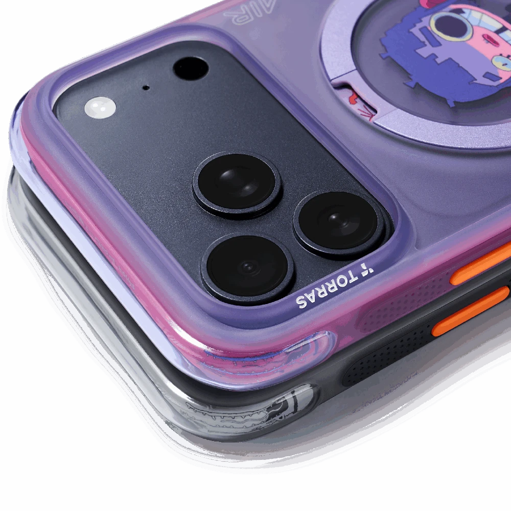 Dėklas „Torras Ostand Q3 Air Gawx Limited“, neoninė nakties mūza – „Apple iPhone 17 Pro Max“