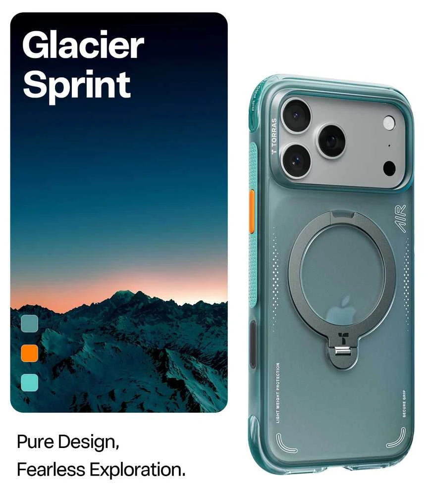 Dėklas Torras Ostand Q3 Air, ledyno sprintas – iPhone 17 Pro