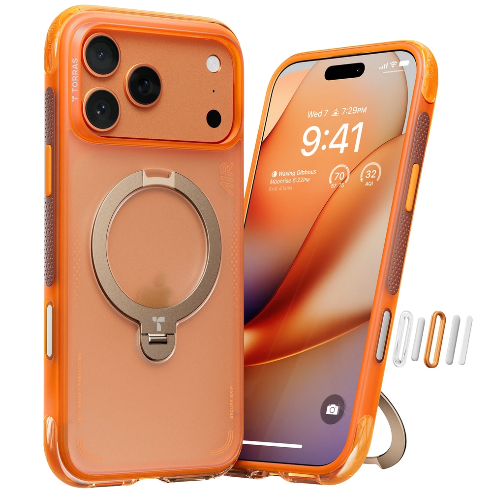 Dėklas Torras Ostand Q3 Air, horizon oranžinis – Apple iPhone 17 Pro