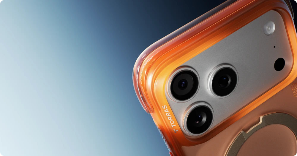 Dėklas Torras Ostand Q3 Air, horizon oranžinis – Apple iPhone 17 Pro
