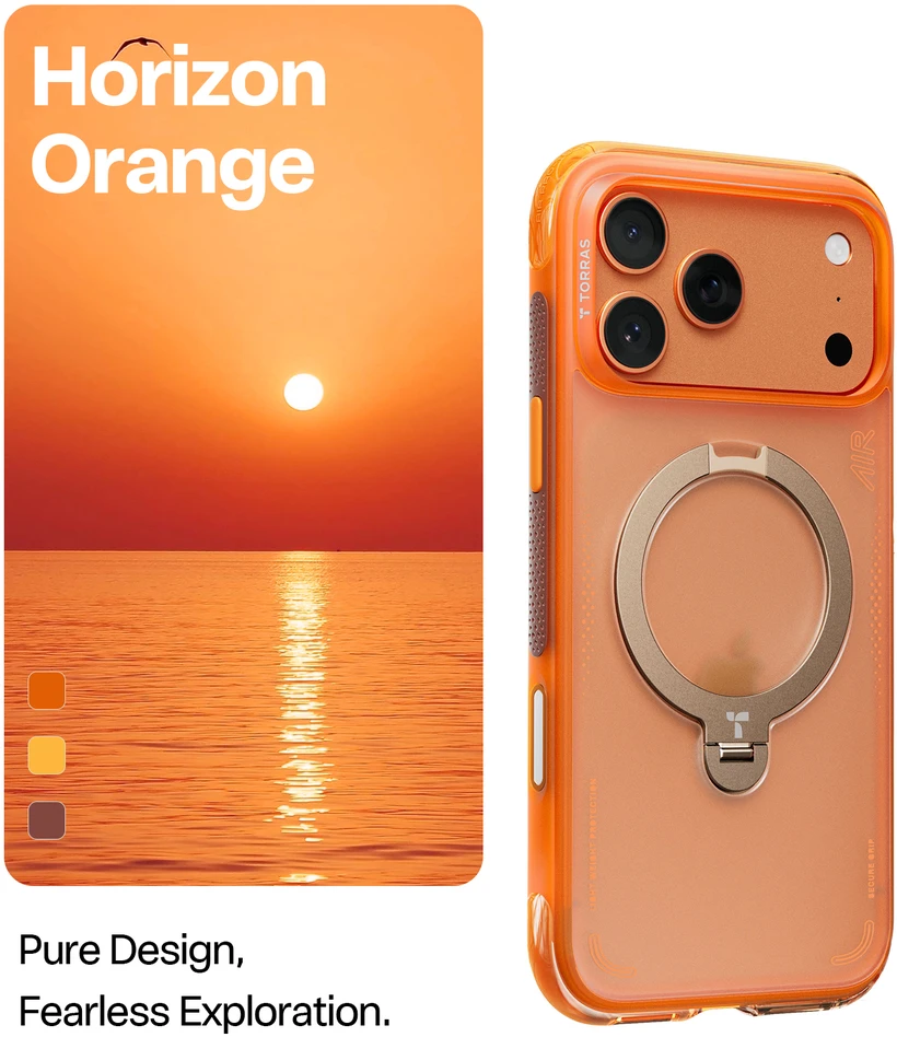 Dėklas Torras Ostand Q3 Air, horizon oranžinis – Apple iPhone 17 Pro Max