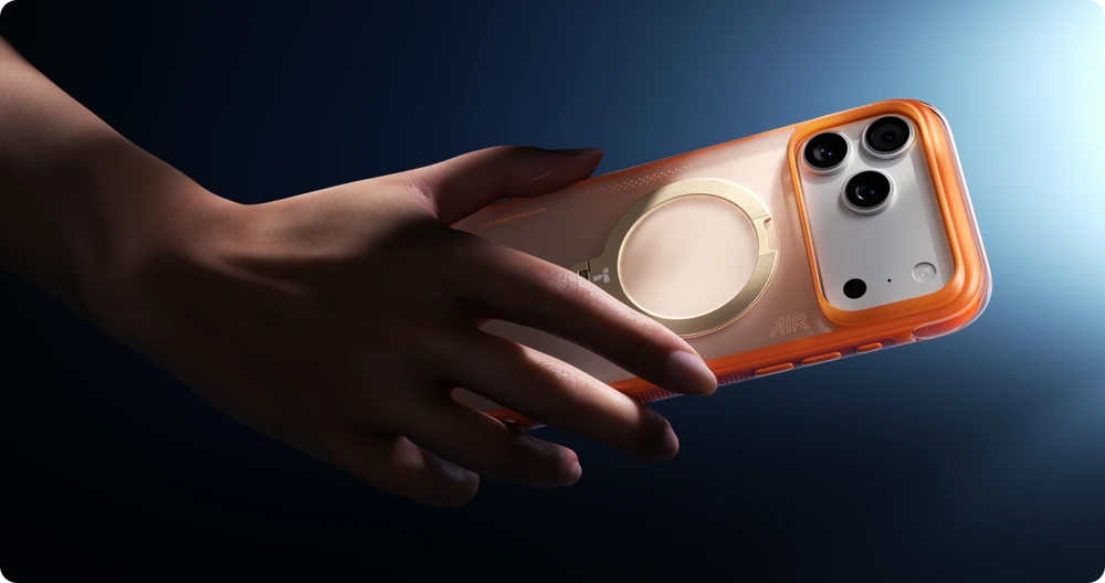 Dėklas Torras Ostand Q3 Air, horizon oranžinis – Apple iPhone 17 Pro