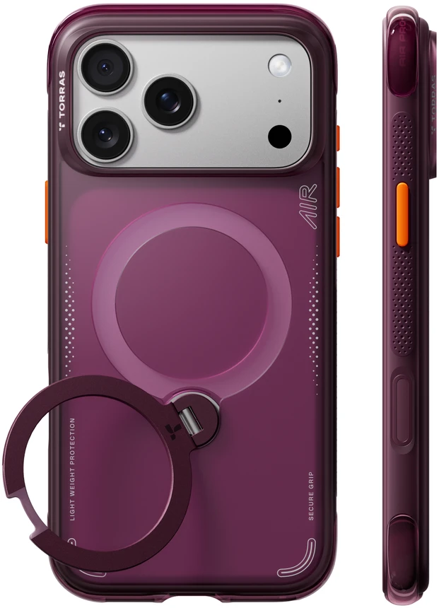 Dėklas Torras Ostand Q3 Air, kosminė violetinė – iPhone 18 Pro