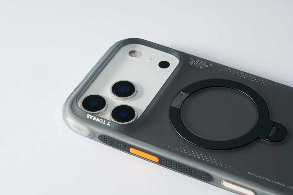 Dėklas TORRAS Ostand Spin Air - etui do iPhone 17 Pro kompatybilne su MagSafe (shadow juodas)