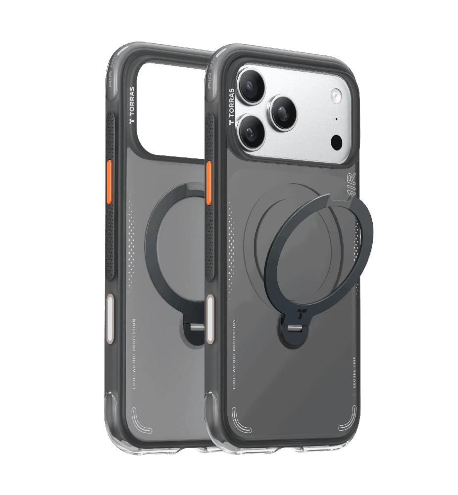 Dėklas TORRAS Ostand Spin Air - etui do iPhone 17 Pro kompatybilne su MagSafe (shadow juodas)