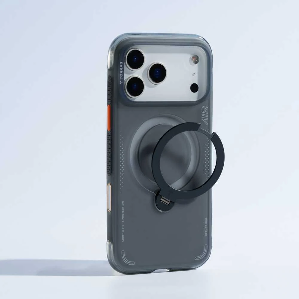Dėklas TORRAS Ostand Spin Air - etui do iPhone 17 Pro kompatybilne su MagSafe (shadow juodas)