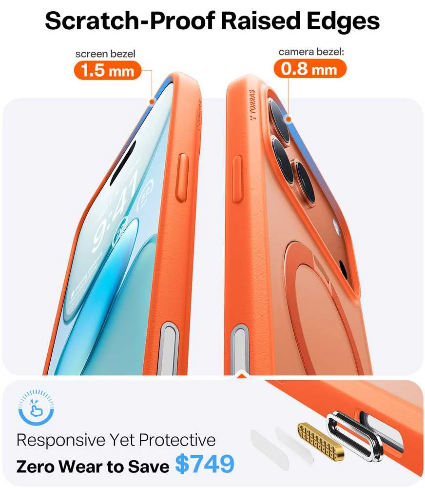 Dėklas Torras Ostand Q3 Spin, energijos oranžinė – iPhone 17 Pro