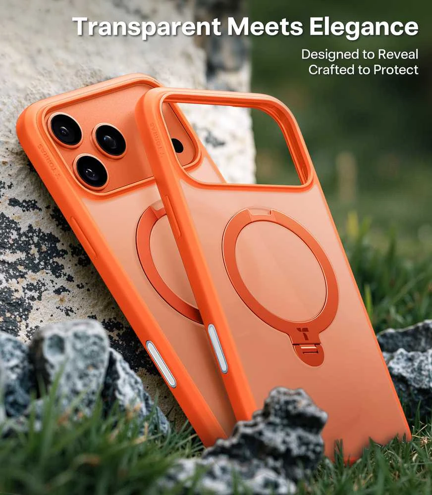 Dėklas Torras Ostand Q3 Spin, energijos oranžinė – iPhone 17 Pro