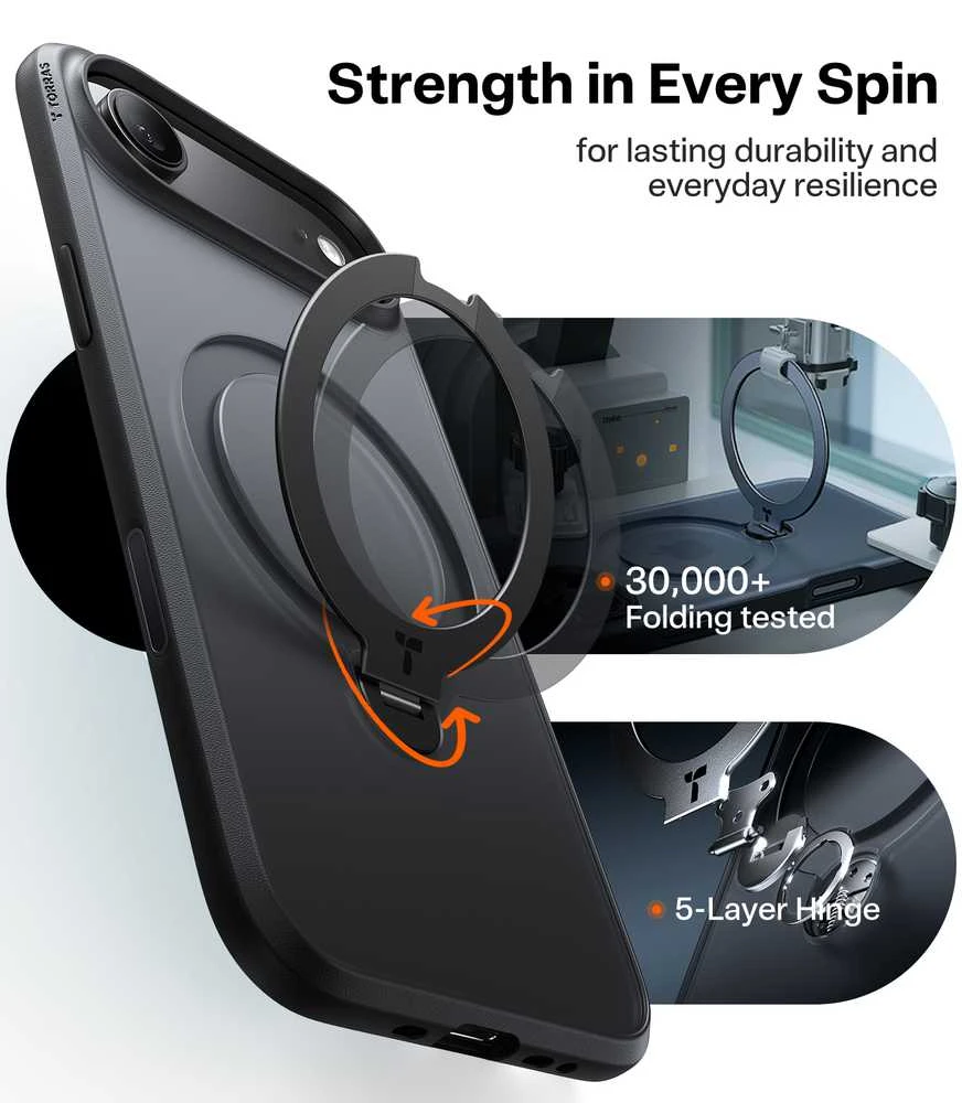 Dėklas Torras Ostand Q3 Spin, juoda - iPhone 17 Air